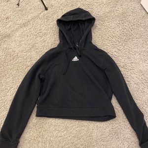 Black Adias hoodie, kinda of cropped